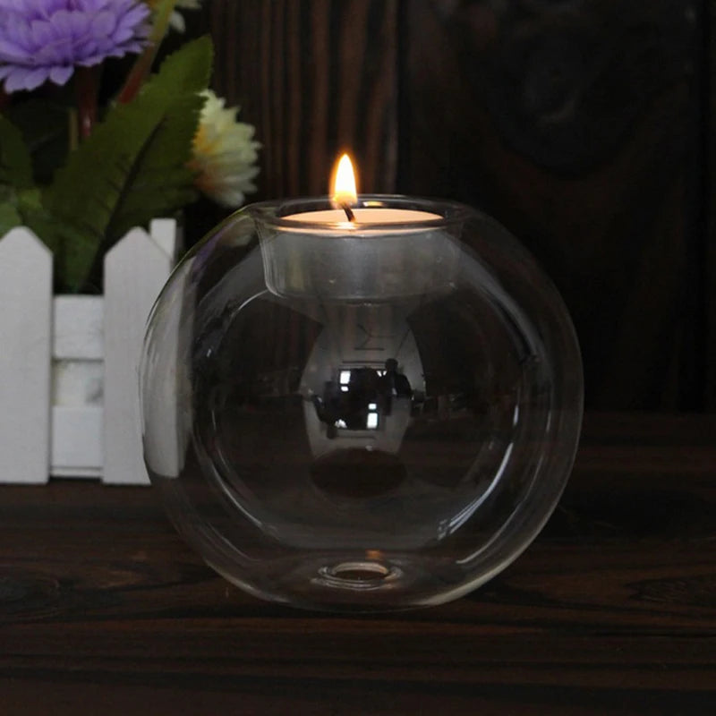 Transparent Glass Candle Holder